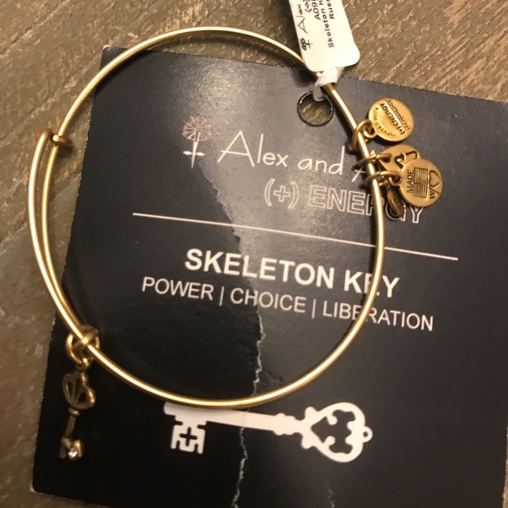 Alex and Ani Gold Skeleton Key Bracelet NWT